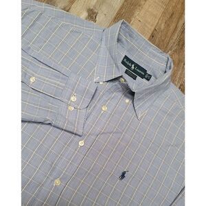 Polo Ralph Lauren Yarmouth Men's Blue White Button Down Shirt Size 17 32/33 XL